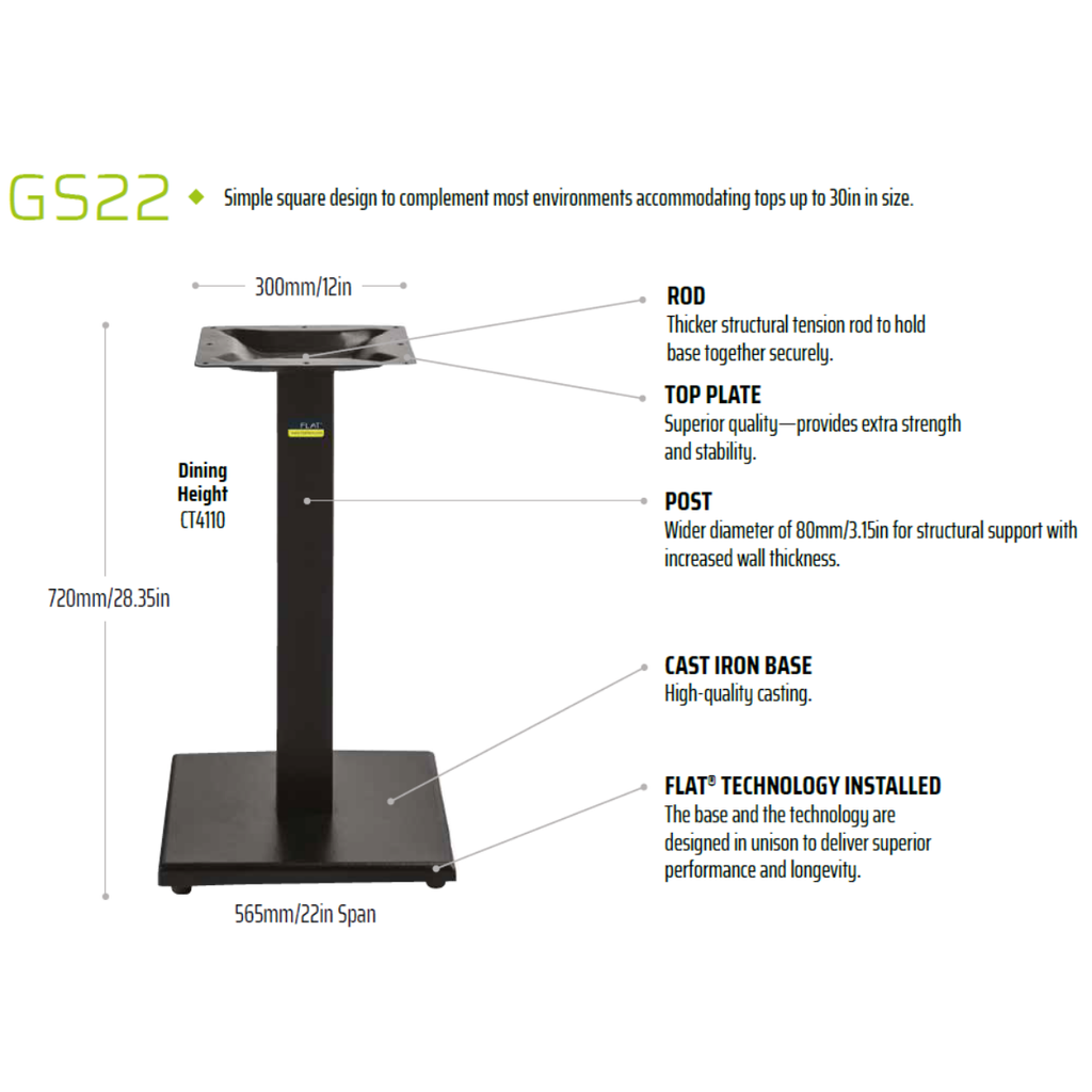 GS22 - Max Top Size 750x750mm